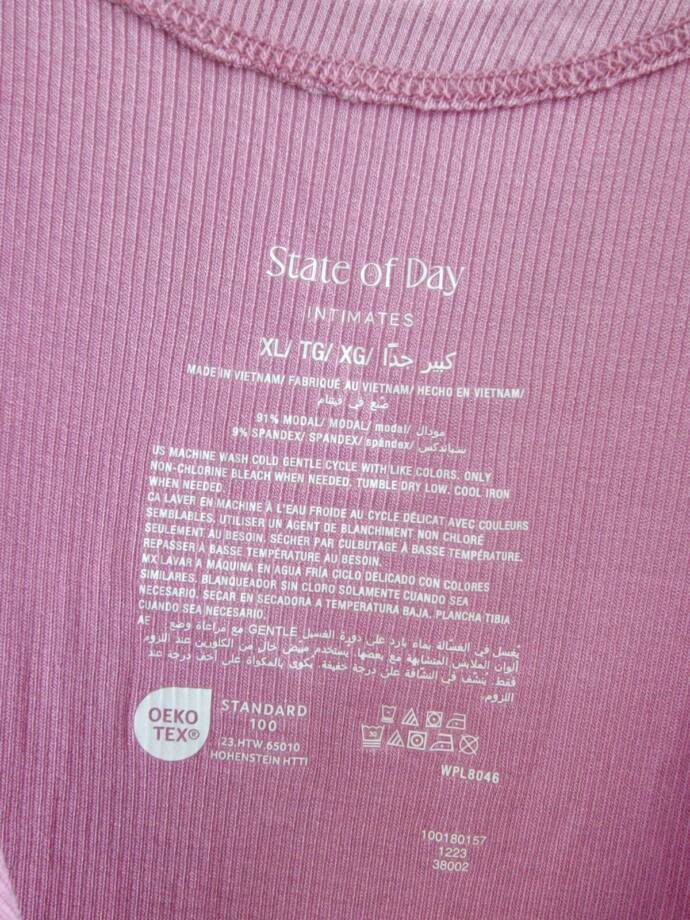 State of Day Ribbed Modal Blend Tank Nightgown Women's XL Mauve Orchid Pullover
