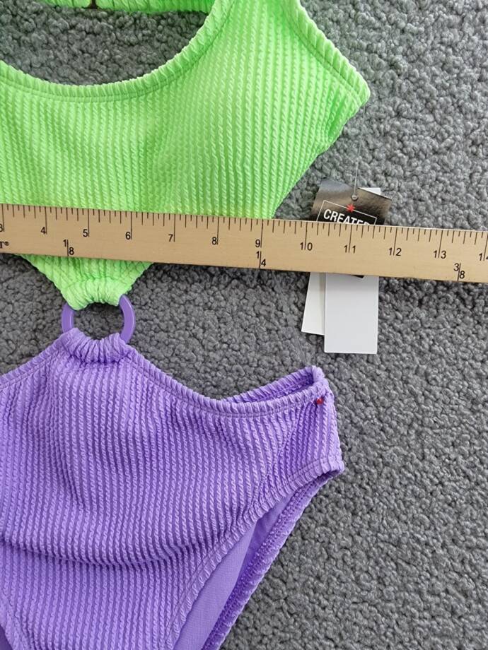Salt & Cove Colorblocked One-Piece Monokini Juniors' S Mint/Purple Adjustable
