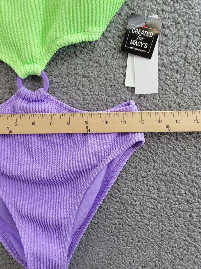 Salt & Cove Colorblocked One-Piece Monokini Juniors' S Mint/Purple Adjustable