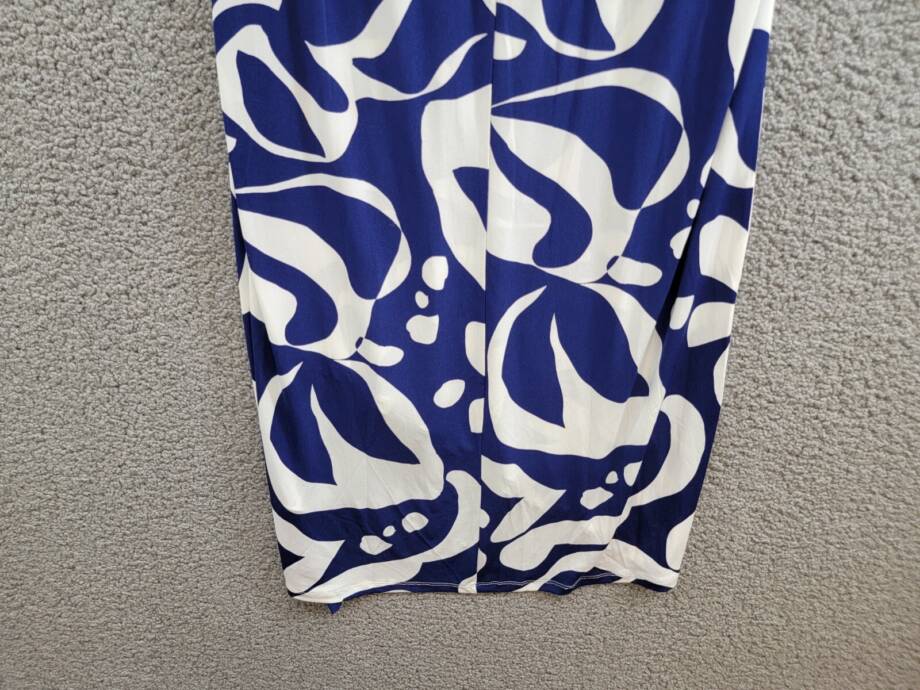 Donna Morgan Printed Wrap-Waist Asymmetric Dress Women's 2 Navy/Soft White