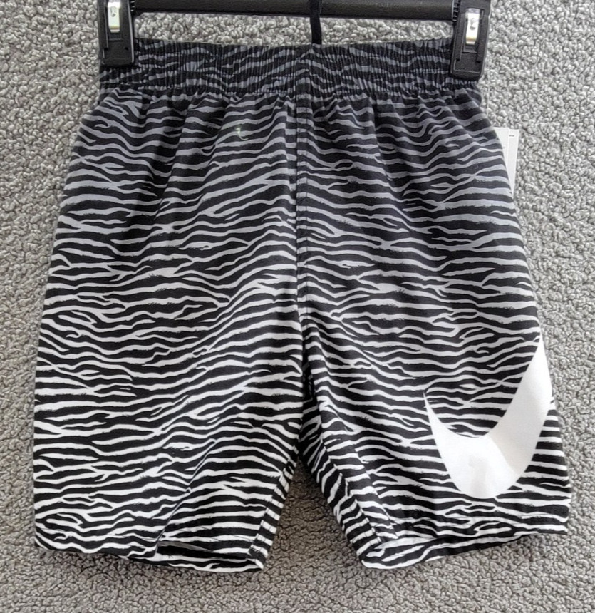 Nike Tiger Fade 7" Volley Swim Shorts Boys' M Black/White Elastic Waist Pull On