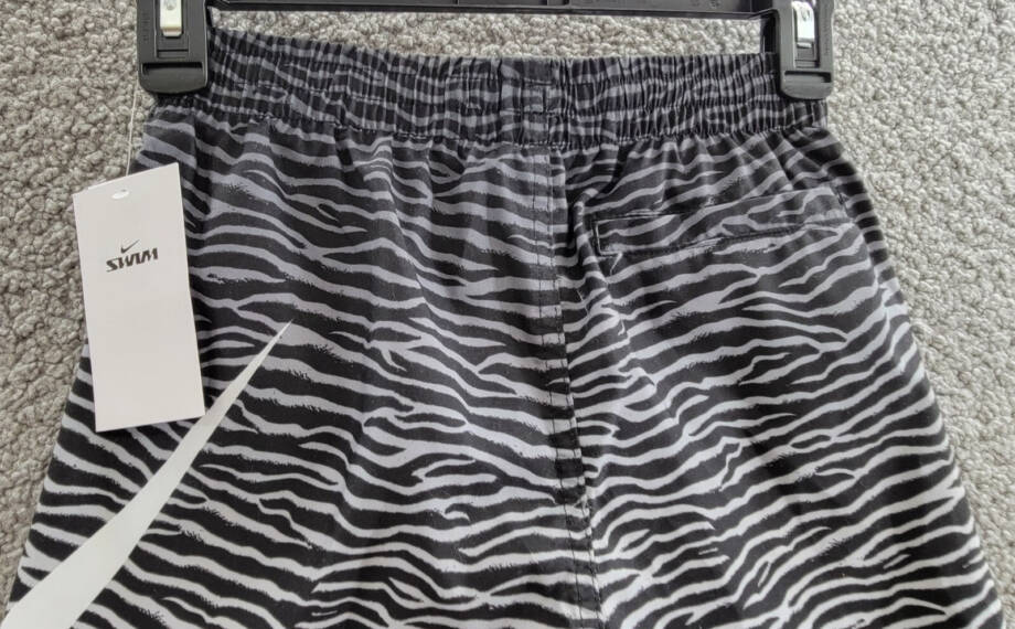 Nike Tiger Fade 7" Volley Swim Shorts Boys' M Black/White Elastic Waist Pull On
