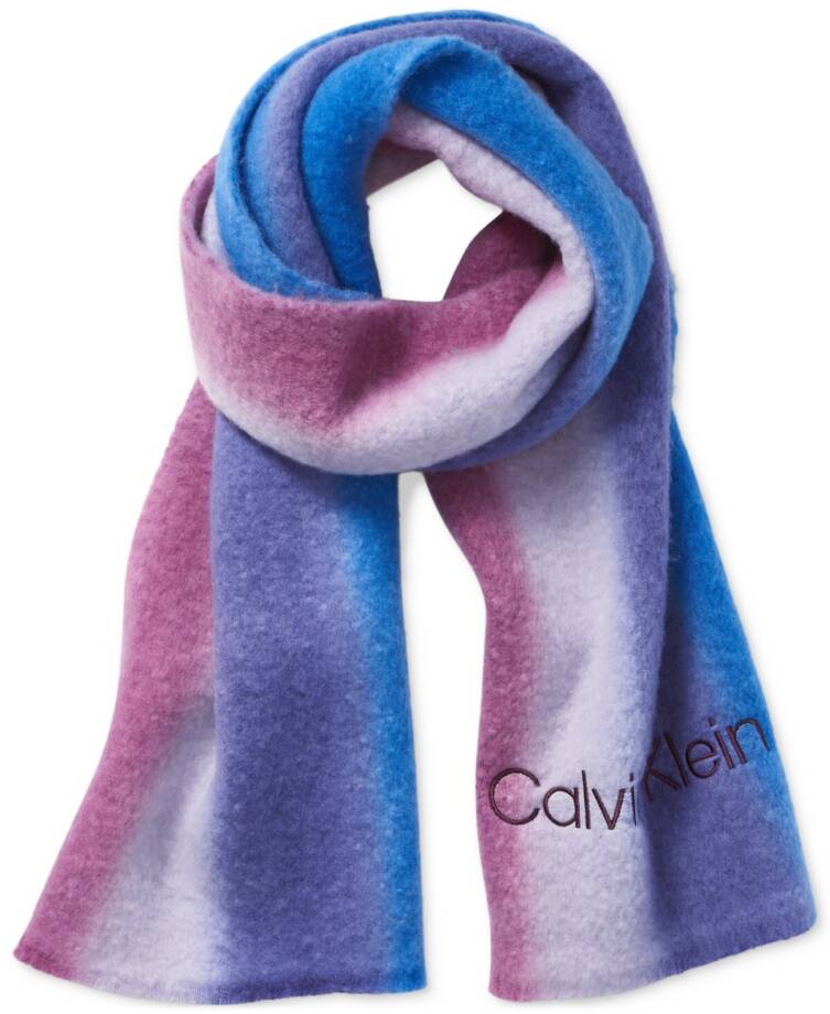Calvin Klein Fluffy Ombre Blanket Scarf Women's One Size Aubergine Logo Detail