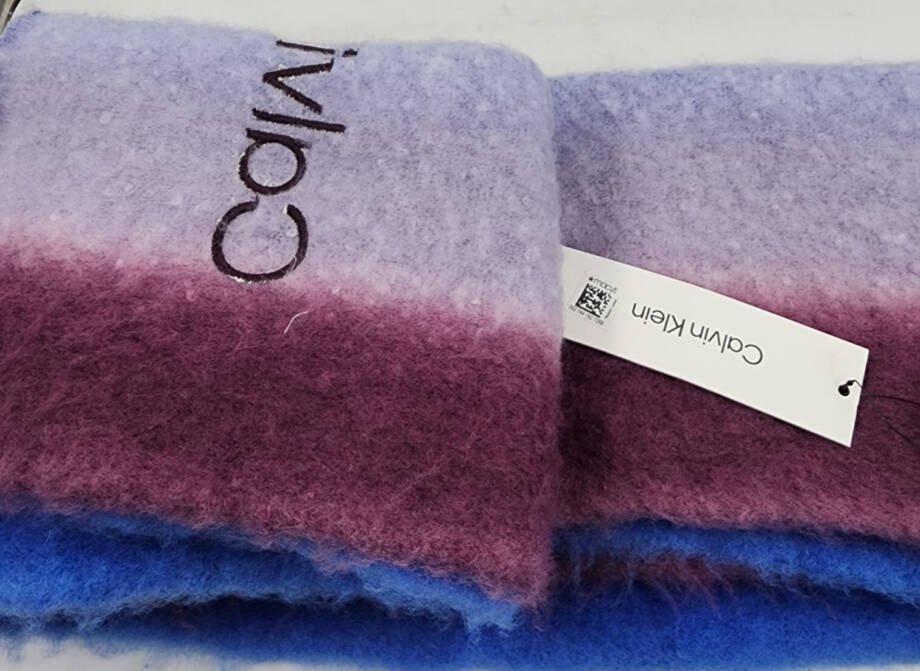Calvin Klein Fluffy Ombre Blanket Scarf Women's One Size Aubergine Logo Detail