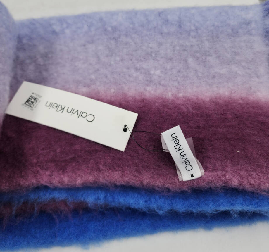 Calvin Klein Fluffy Ombre Blanket Scarf Women's One Size Aubergine Logo Detail