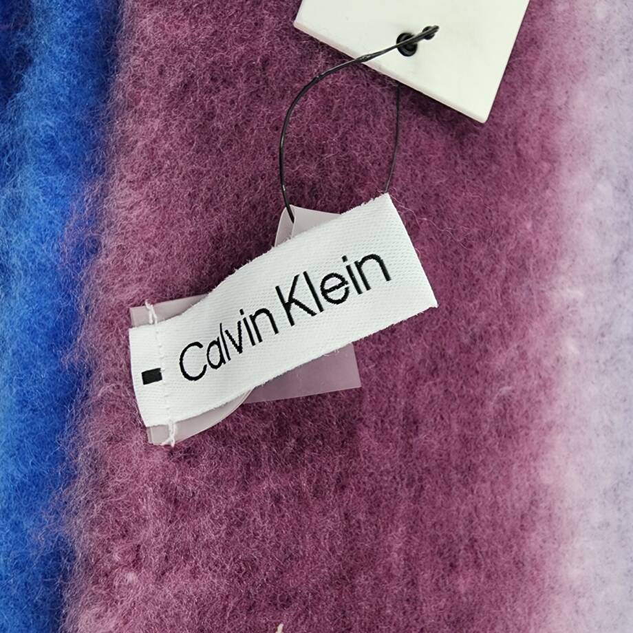 Calvin Klein Fluffy Ombre Blanket Scarf Women's One Size Aubergine Logo Detail