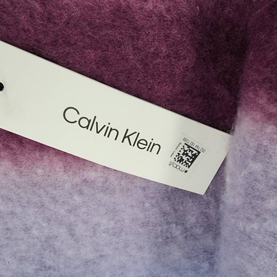 Calvin Klein Fluffy Ombre Blanket Scarf Women's One Size Aubergine Logo Detail