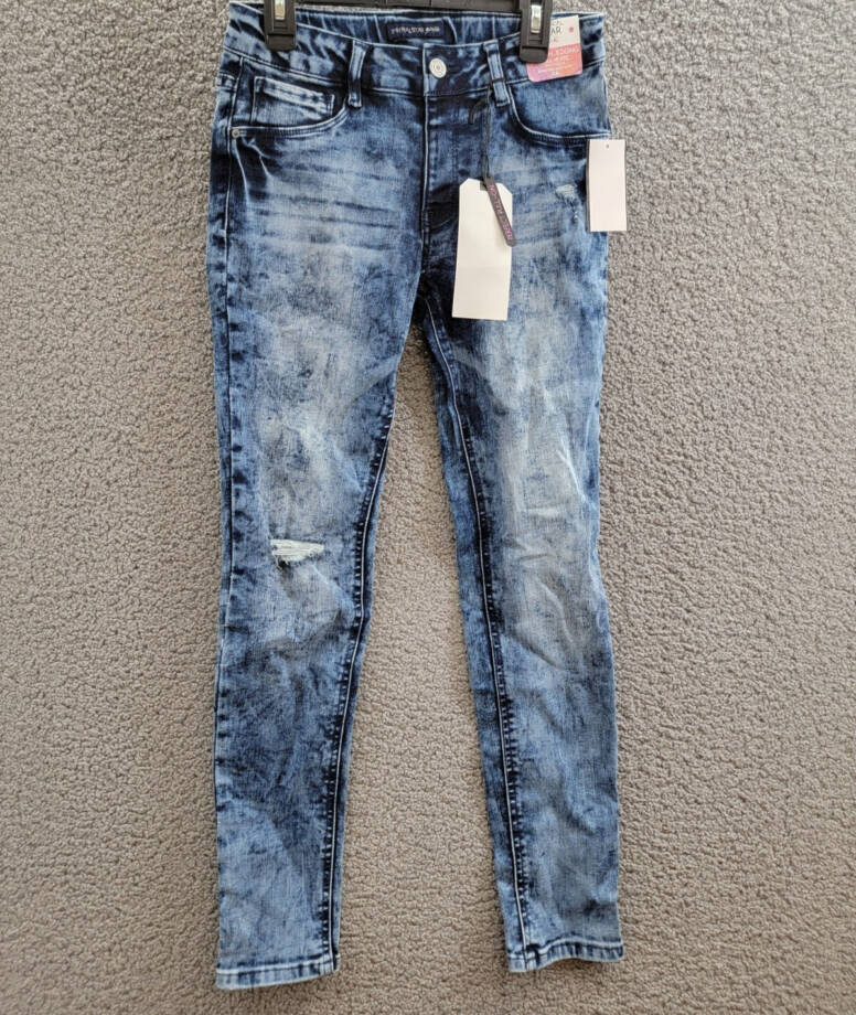 Imperial Star Destructed Pull On Jegging Girls 14 Blue Faded Belt Loops 5 Pocket