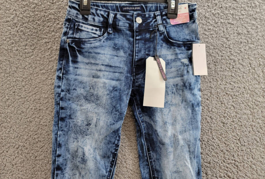 Imperial Star Destructed Pull On Jegging Girls 14 Blue Faded Belt Loops 5 Pocket