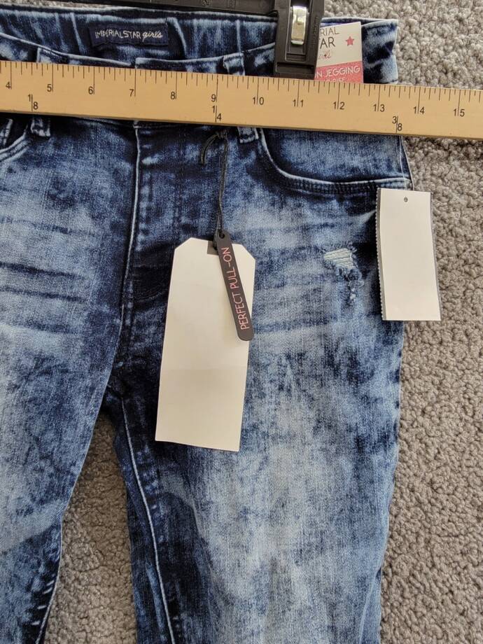Imperial Star Destructed Pull On Jegging Girls 14 Blue Faded Belt Loops 5 Pocket