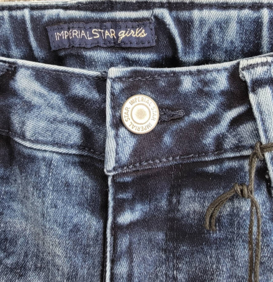 Imperial Star Destructed Pull On Jegging Girls 14 Blue Faded Belt Loops 5 Pocket