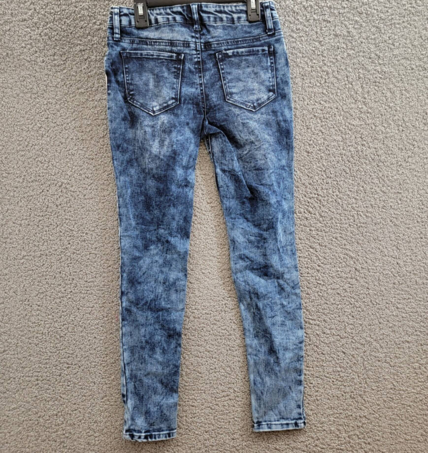 Imperial Star Destructed Pull On Jegging Girls 14 Blue Faded Belt Loops 5 Pocket