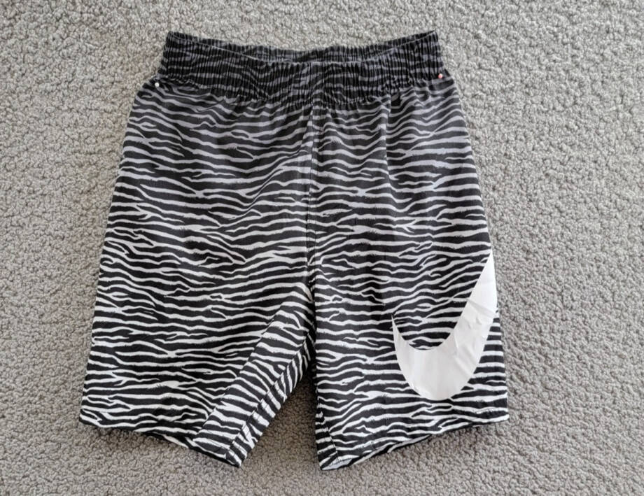 Nike Tiger Fade Volley Swim Shorts Big Boys S Black Elastic Waist Pull On