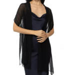 Giani Bernini Pleated Chiffon Evening Wrap Women's Ones Size Black Semi-Sheer