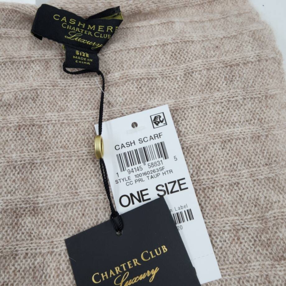 Charter Club Ribbed Cashmere Scarf Women's One Size Pearl Taupe Heather