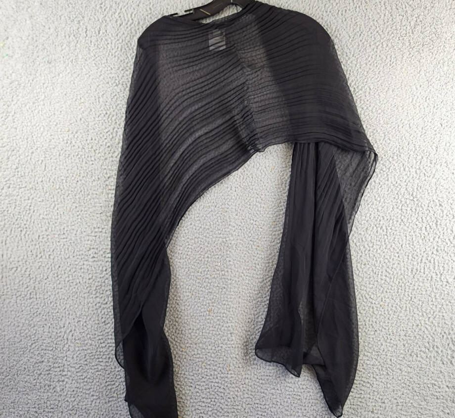 Giani Bernini Pleated Chiffon Evening Wrap Women's Ones Size Black Semi-Sheer