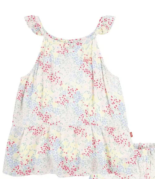 Levi's Ruffle Tank Top Toddler Girls 2T Sugar Wizzle Sleeveless Button Closure