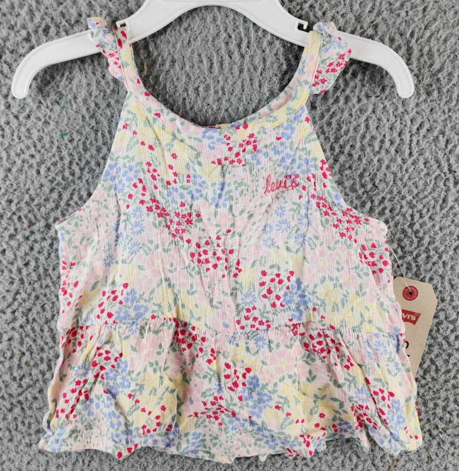 Levi's Ruffle Tank Top Toddler Girls 2T Sugar Wizzle Sleeveless Button Closure