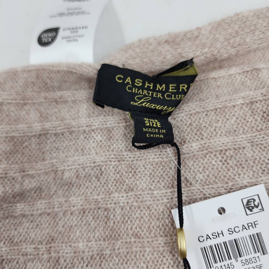 Charter Club Ribbed Cashmere Scarf Women's One Size Pearl Taupe Heather