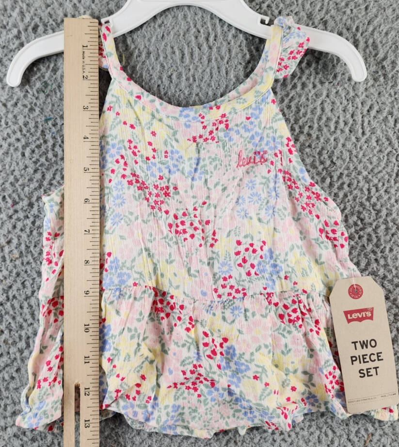 Levi's Ruffle Tank Top Toddler Girls 2T Sugar Wizzle Sleeveless Button Closure