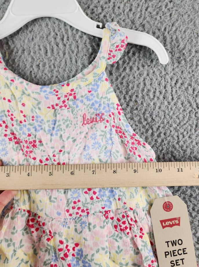Levi's Ruffle Tank Top Toddler Girls 2T Sugar Wizzle Sleeveless Button Closure