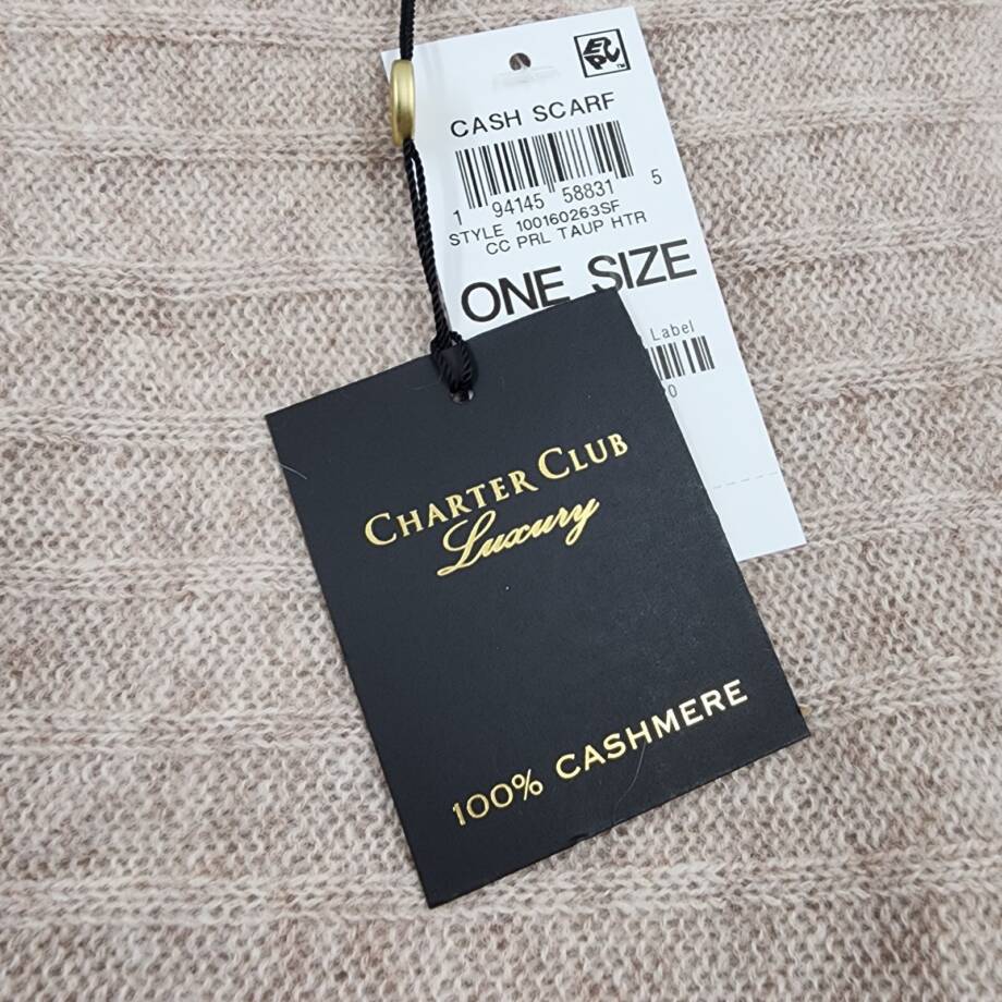 Charter Club Ribbed Cashmere Scarf Women's One Size Pearl Taupe Heather
