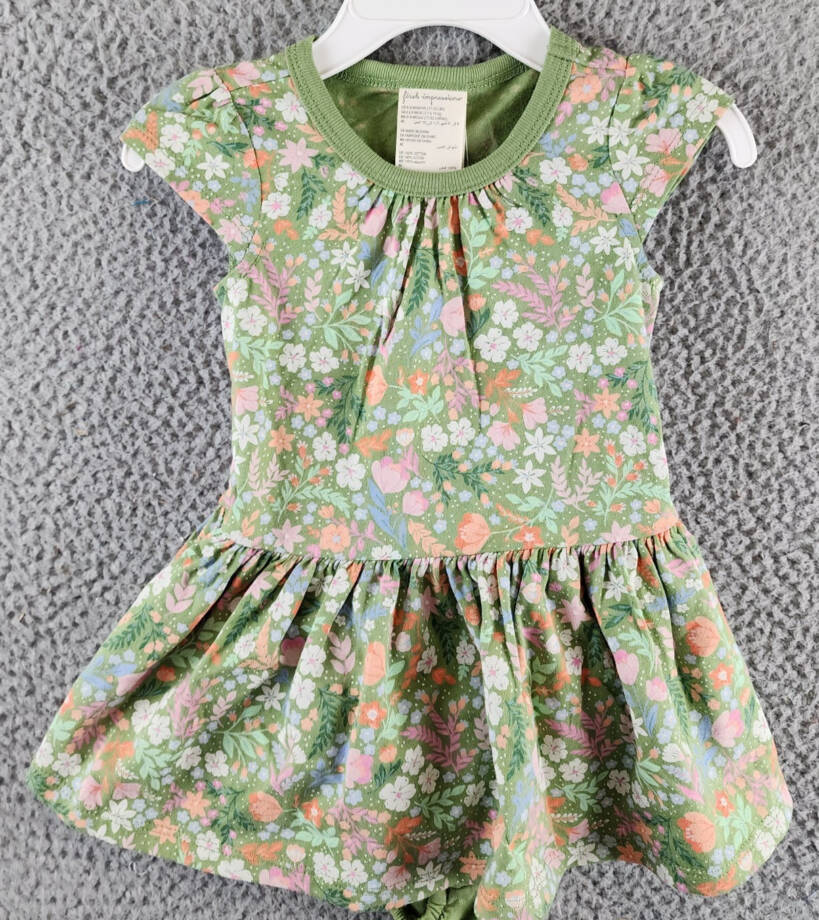 First Impressions Floral-Print Dress & Underwear Set Baby Girls 6-9 M Aloe Vera