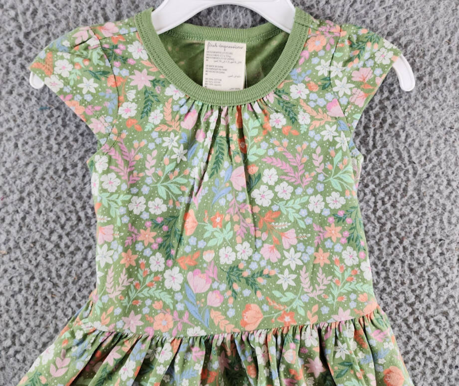 First Impressions Floral-Print Dress & Underwear Set Baby Girls 6-9 M Aloe Vera