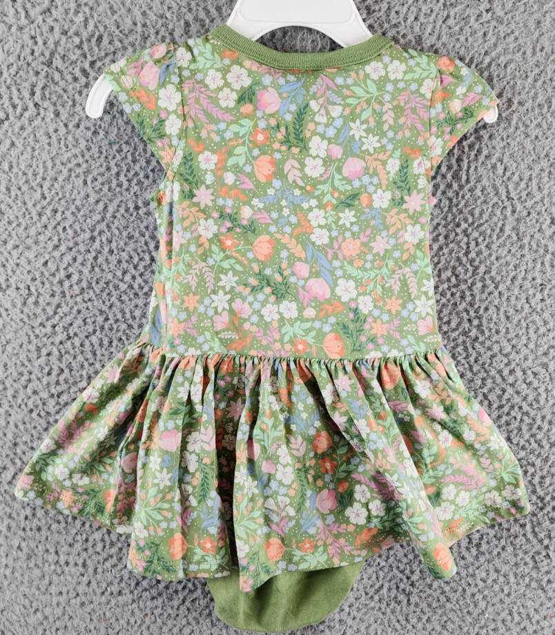 First Impressions Floral-Print Dress & Underwear Set Baby Girls 6-9 M Aloe Vera