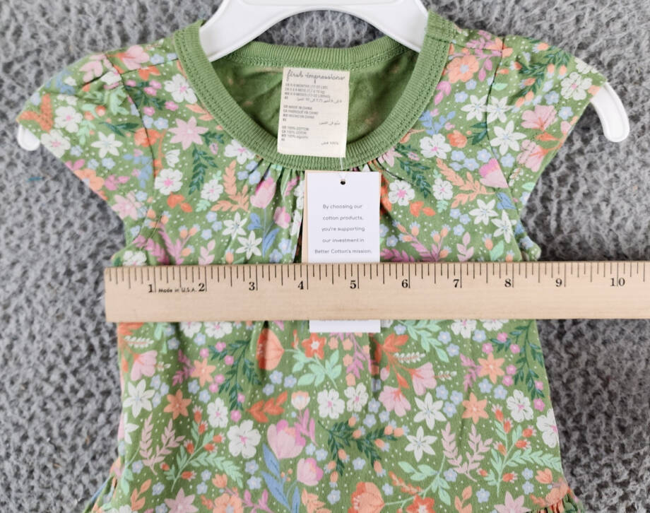 First Impressions Floral-Print Dress & Underwear Set Baby Girls 6-9 M Aloe Vera