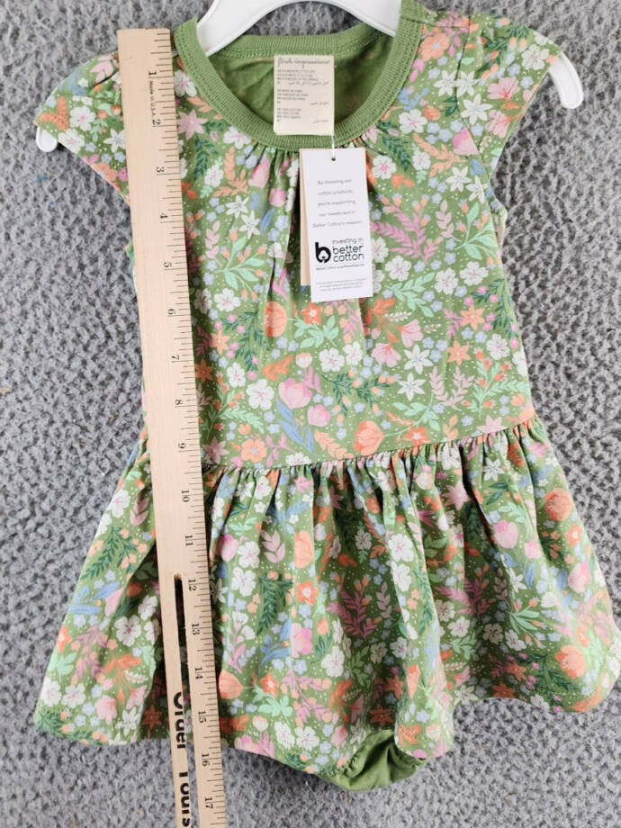 First Impressions Floral-Print Dress & Underwear Set Baby Girls 6-9 M Aloe Vera