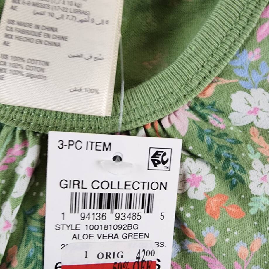 First Impressions Floral-Print Dress & Underwear Set Baby Girls 6-9 M Aloe Vera