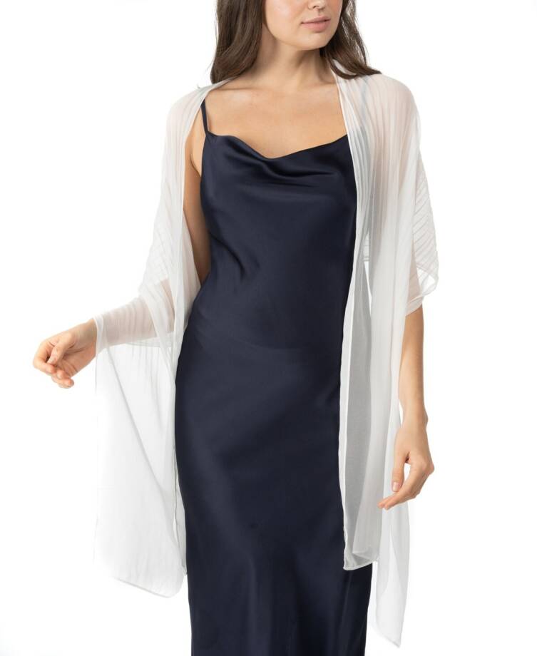 Giani Bernini Pleated Chiffon Evening Wrap Women's Ones Size White Semi-Sheer