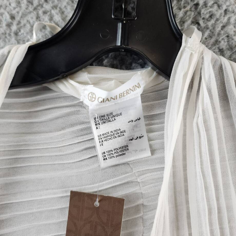 Giani Bernini Pleated Chiffon Evening Wrap Women's Ones Size White Semi-Sheer