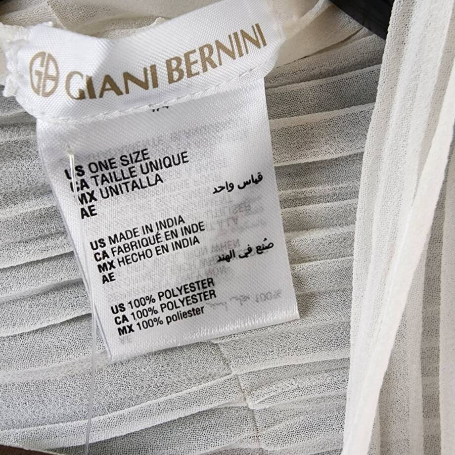 Giani Bernini Pleated Chiffon Evening Wrap Women's Ones Size White Semi-Sheer