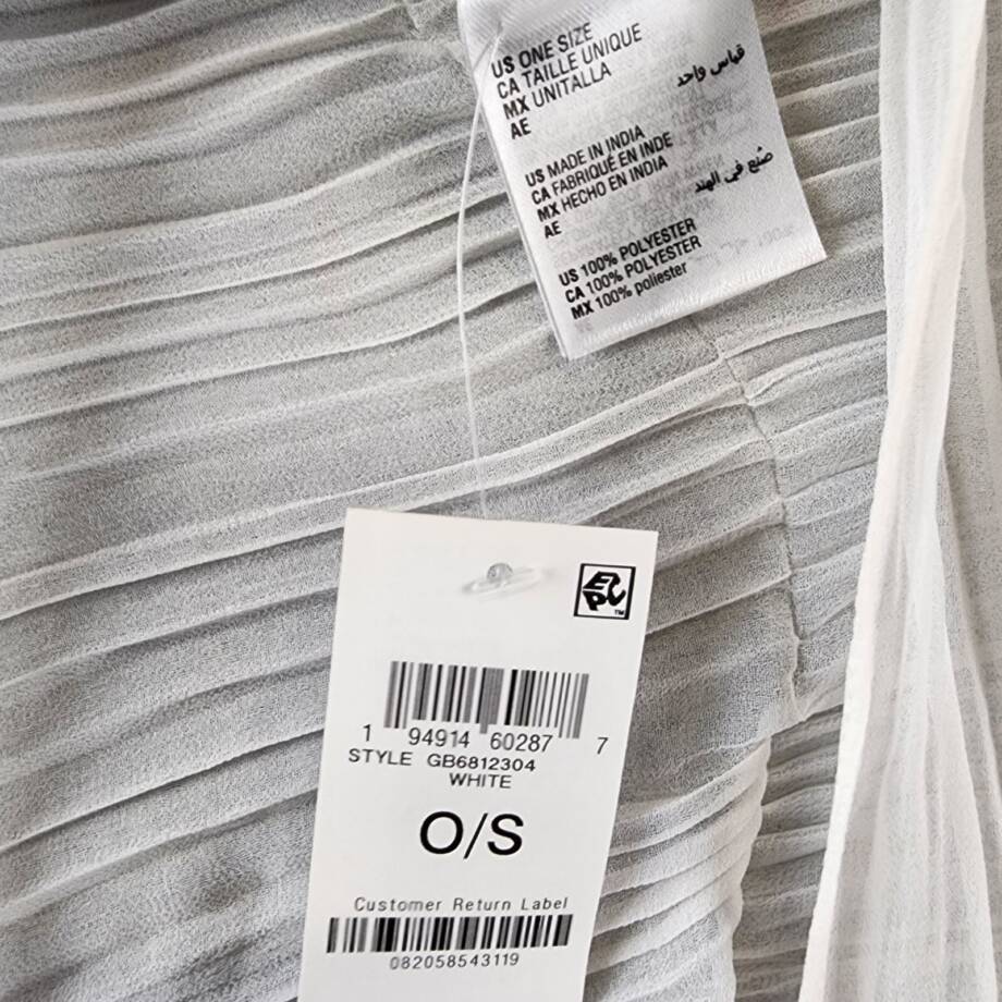 Giani Bernini Pleated Chiffon Evening Wrap Women's Ones Size White Semi-Sheer