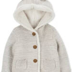 Carter's Faux-Sherpa-Lined Hooded Cardigan Baby Girls' Newborn Gray W/ Pockets