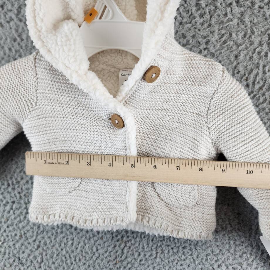 Carter's Faux-Sherpa-Lined Hooded Cardigan Baby Girls' Newborn Gray W/ Pockets