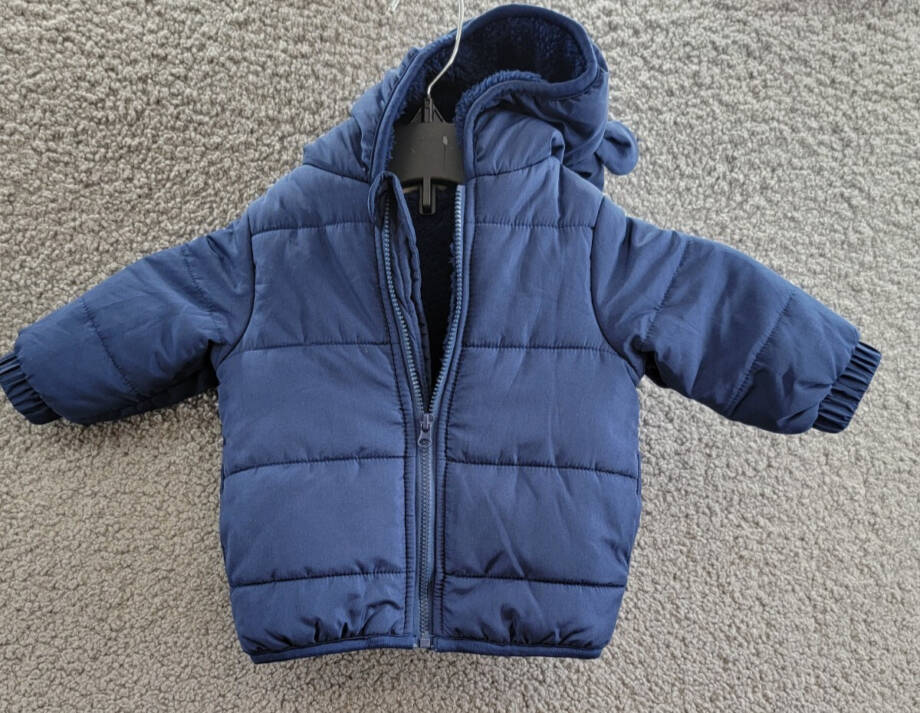 First Impressions Bear Puffer Jacket Baby Boys 3-6M Navy Sea Zip Closure L/S