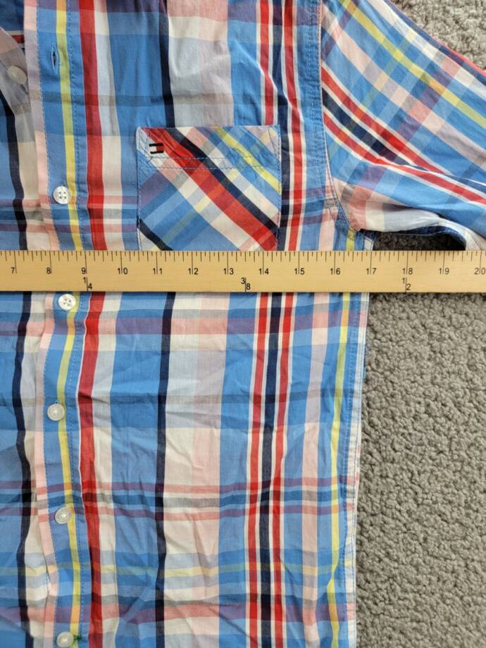 Tommy Hilfiger Long Sleeve Plaid Shirt Big Boys M 12/14 Regatta Button Closure