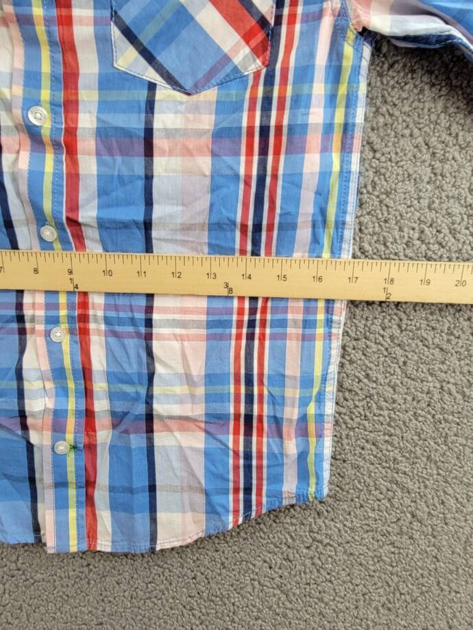 Tommy Hilfiger Long Sleeve Plaid Shirt Big Boys M 12/14 Regatta Button Closure