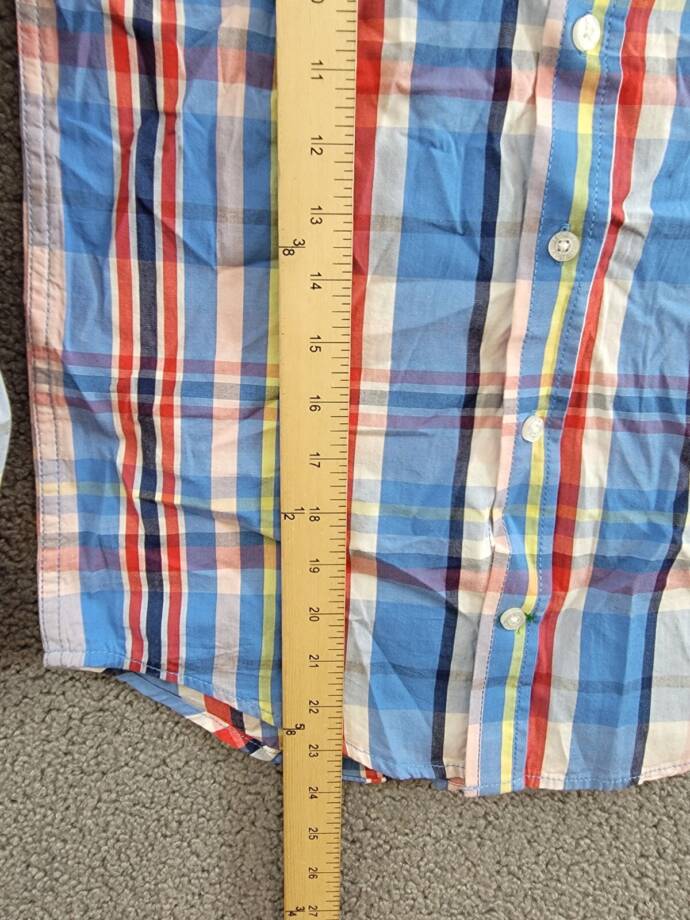 Tommy Hilfiger Long Sleeve Plaid Shirt Big Boys M 12/14 Regatta Button Closure