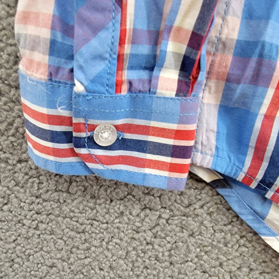 Tommy Hilfiger Long Sleeve Plaid Shirt Big Boys M 12/14 Regatta Button Closure