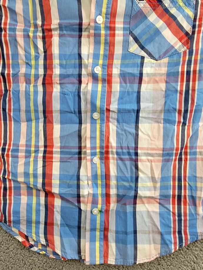 Tommy Hilfiger Long Sleeve Plaid Shirt Big Boys M 12/14 Regatta Button Closure