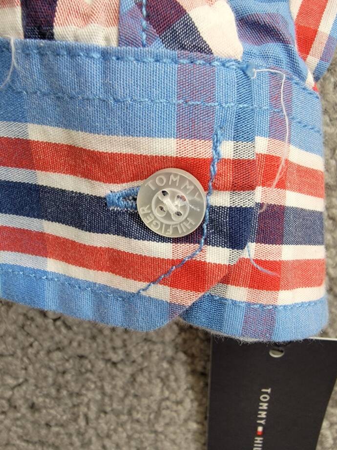 Tommy Hilfiger Long Sleeve Plaid Shirt Big Boys M 12/14 Regatta Button Closure