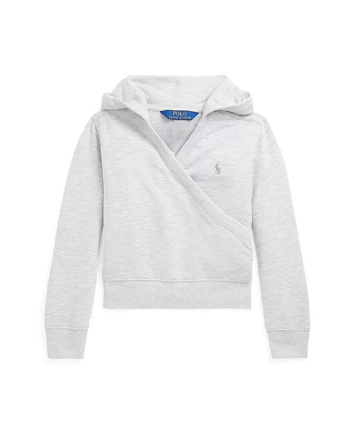 Polo Ralph Lauren Fleece Wrap-Effect V-Neck Hoodie Little Girls 6 Grey Heather