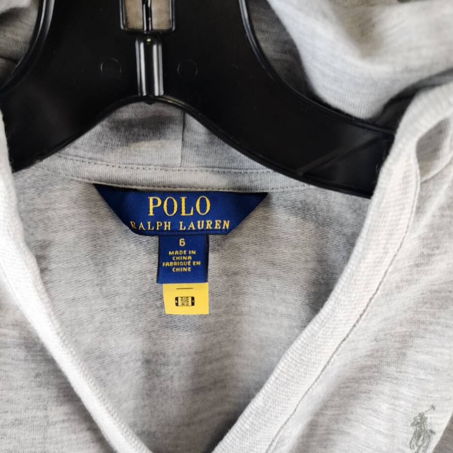 Polo Ralph Lauren Fleece Wrap-Effect V-Neck Hoodie Little Girls 6 Grey Heather