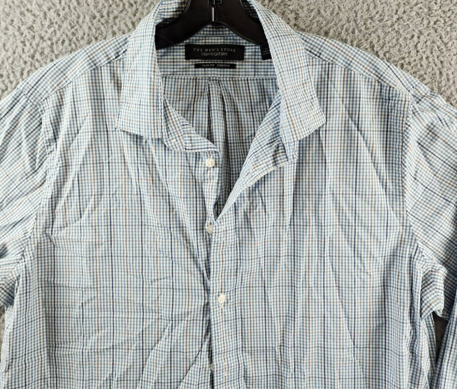 The Men's Store at Bloomingdale's Slim Fit Button Up Shirt Men's XL Slate Blue