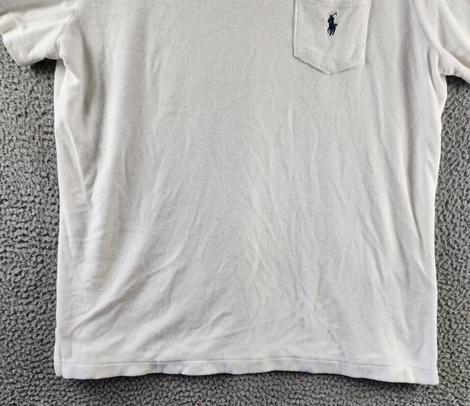 Polo Ralph Lauren Custom Slim Fit Terry Polo Shirt Men's XL White Patch Pocket