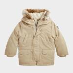 Polo Ralph Lauren Artificial-fur-Trim Down Parka Jacket Boys' 5 Khaki Zip Snap